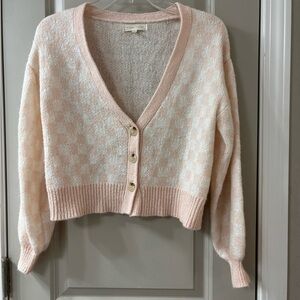 Gilded Intent Blush Checkered Cardigan